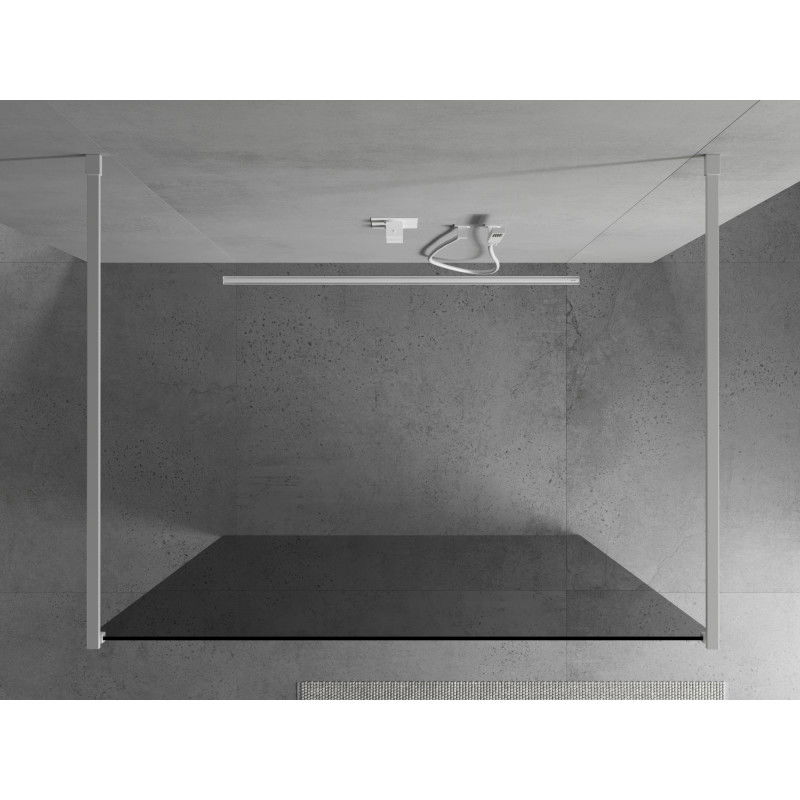 Mexen Kioto freestanding shower wall 100 x 200 cm, graphite 8 mm, white - 800-100-002-20-40