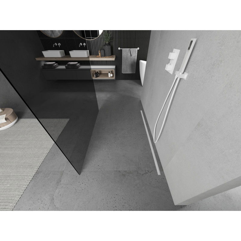 Mexen Kioto 120 x 200 cm Freestanding Shower Wall, Graphite 8 mm, White - 800-120-002-20-40