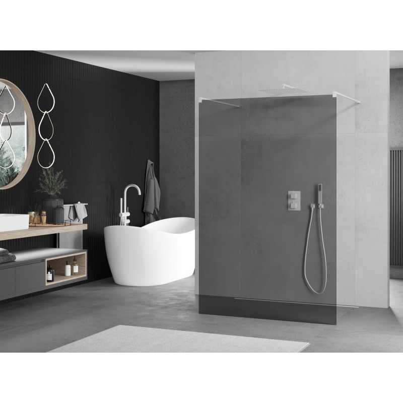 Mexen Kioto freestanding shower wall 120 x 200 cm, graphite 8 mm, white - 800-120-002-20-40
