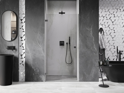 Mexen Lunar-B left-hinged shower door 90 cm, transparent, brushed gun gray - 832-090-000-66-00-L