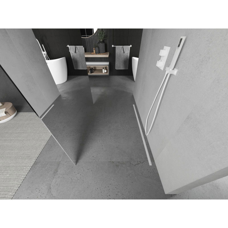 Mexen Kioto 100 x 200 cm Freestanding Shower Wall, 8 mm Mirror, White - 800-100-002-20-50