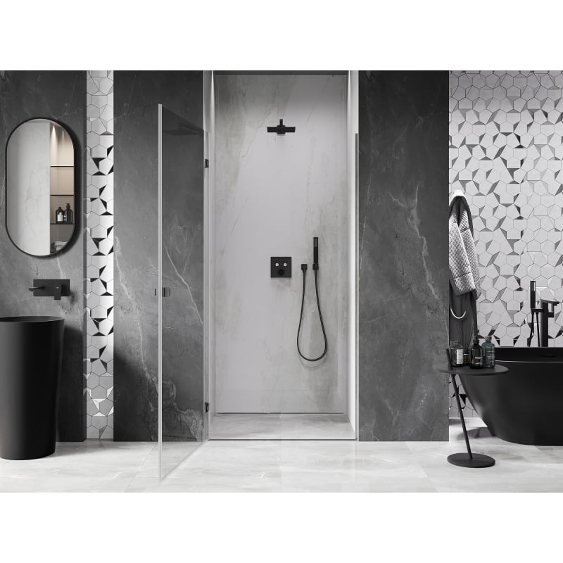 Mexen Lunar-B Left Hinged Shower Door 100 cm, Transparent, Brushed Gun Grey - 832-100-000-66-00-L