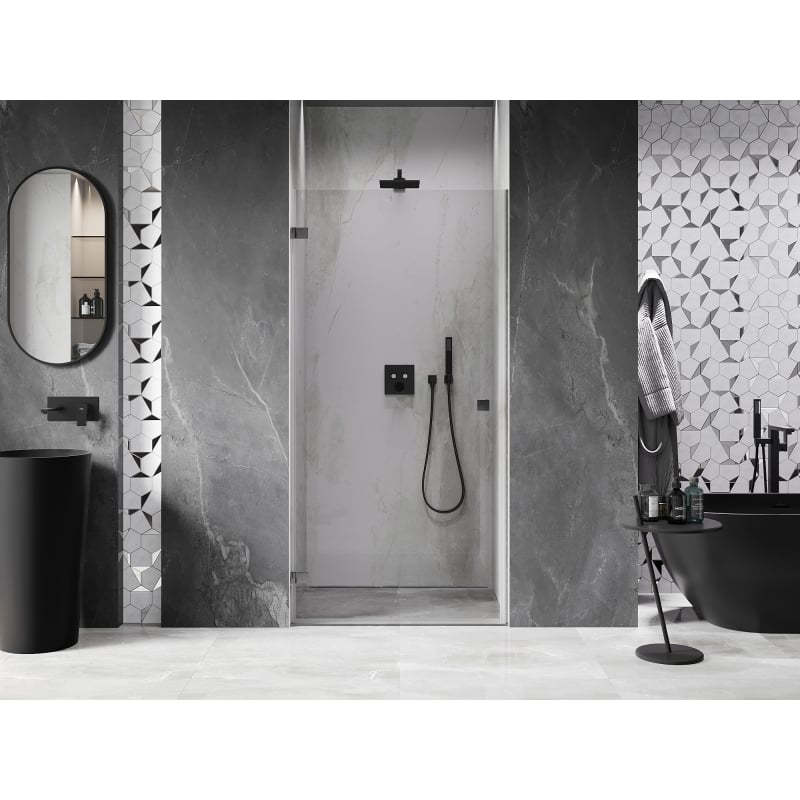 Mexen Lunar-B Left Hinged Shower Door 100 cm, Transparent, Brushed Gun Grey - 832-100-000-66-00-L