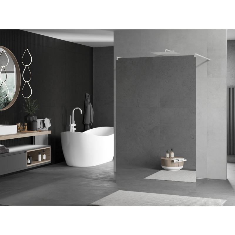 Mexen Kioto freestanding shower wall 120 x 200 cm, mirror 8 mm, white - 800-120-002-20-50