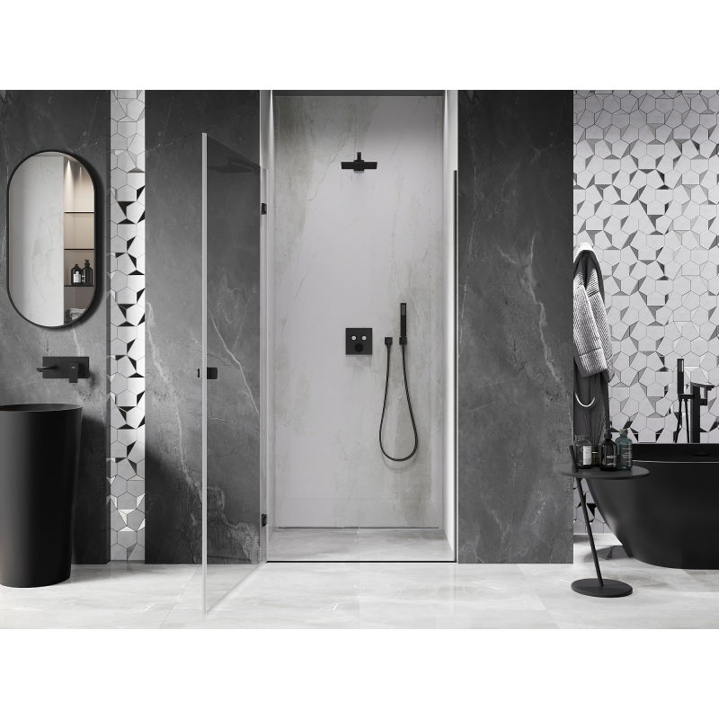 Mexen Lunar-B 95 cm Left Swing Shower Door, Transparent, Black - 832-095-000-70-00-L