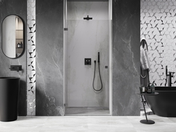 Mexen Lunar-B left swing shower door 80 cm, transparent, gun metal - 832-080-000-95-00-L