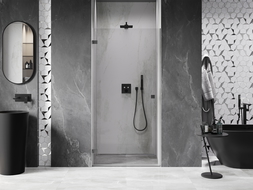 Mexen Lunar-B left hinged shower door 85 cm, transparent, gun metal - 832-085-000-95-00-L