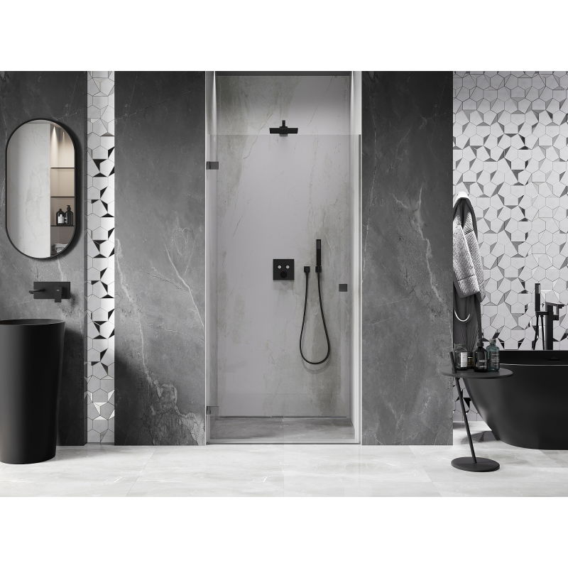 Mexen Lunar-B Left Pivot Shower Door 90 cm, Transparent, Gun Metal - 832-090-000-95-00-L
