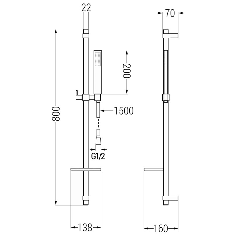 Mexen DQ00 sliding shower set, brushed gun gray - 785004581-66