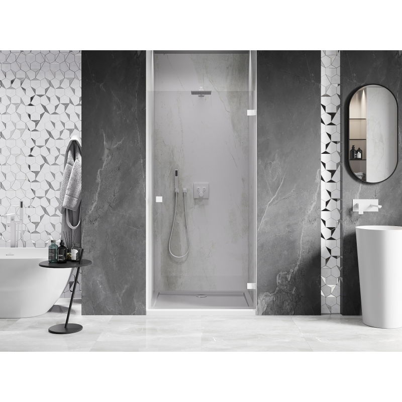 Mexen Lunar-B right hinged shower doors 65 cm, transparent, white - 832-065-000-20-00-P