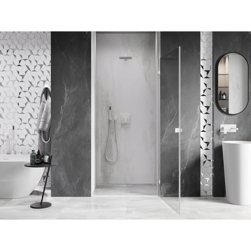 Mexen Lunar-B right hinged shower door 80 cm, transparent, white - 832-080-000-20-00-P