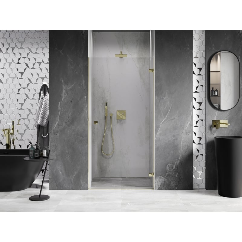 Mexen Lunar-B right hinged shower door 80 cm, transparent, gold - 832-080-000-50-00-P