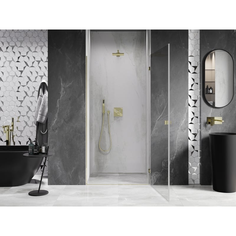 Mexen Lunar-B right-hinged shower door 100 cm, transparent, gold - 832-100-000-50-00-P