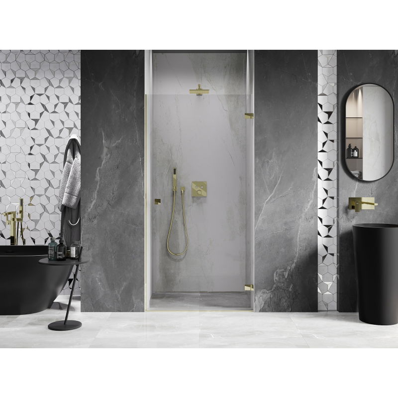 Mexen Lunar-B right-hinged shower door 100 cm, transparent, gold - 832-100-000-50-00-P