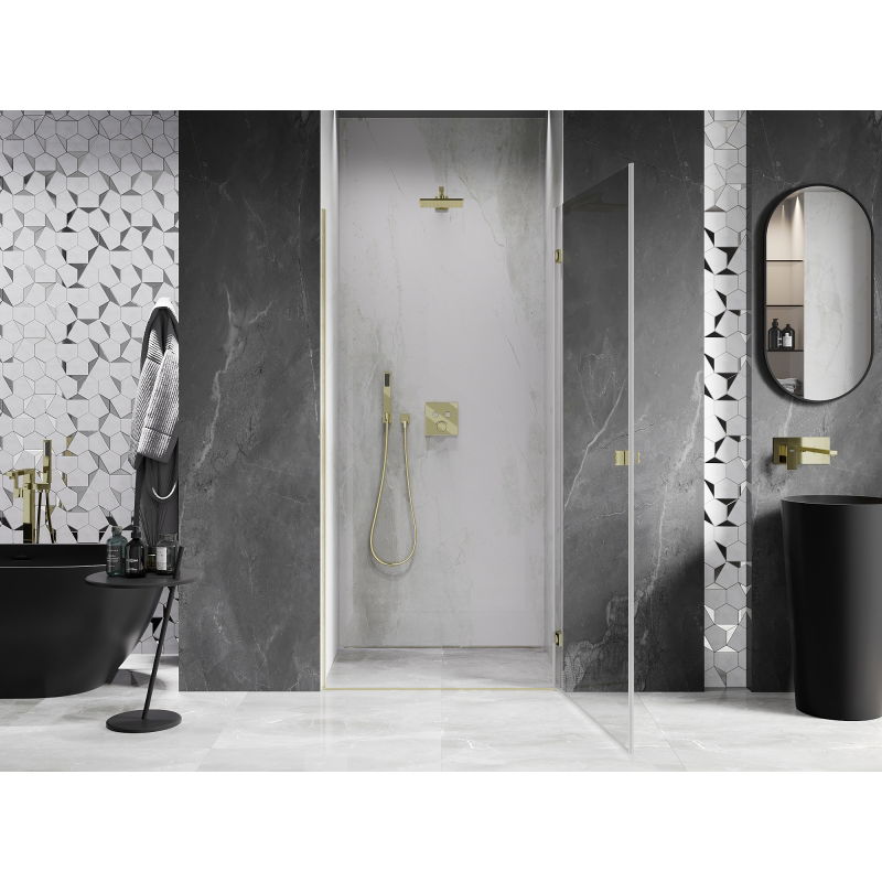 Mexen Lunar-B Right Hinged Shower Door 70 cm, Transparent, Brushed Gold - 832-070-000-55-00-P
