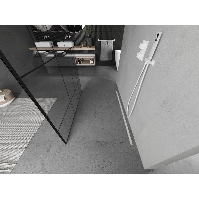 Mexen Kioto freestanding shower wall 140 x 200 cm, black pattern 8 mm, white - 800-140-002-20-78