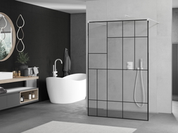 Mexen Kioto freestanding shower wall 140 x 200 cm, black pattern 8 mm, white - 800-140-002-20-78