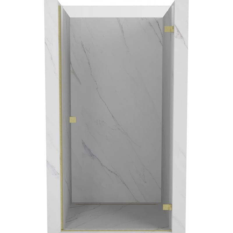Mexen Lunar-B right hinged shower door 100 cm, transparent, brushed gold - 832-100-000-55-00-P