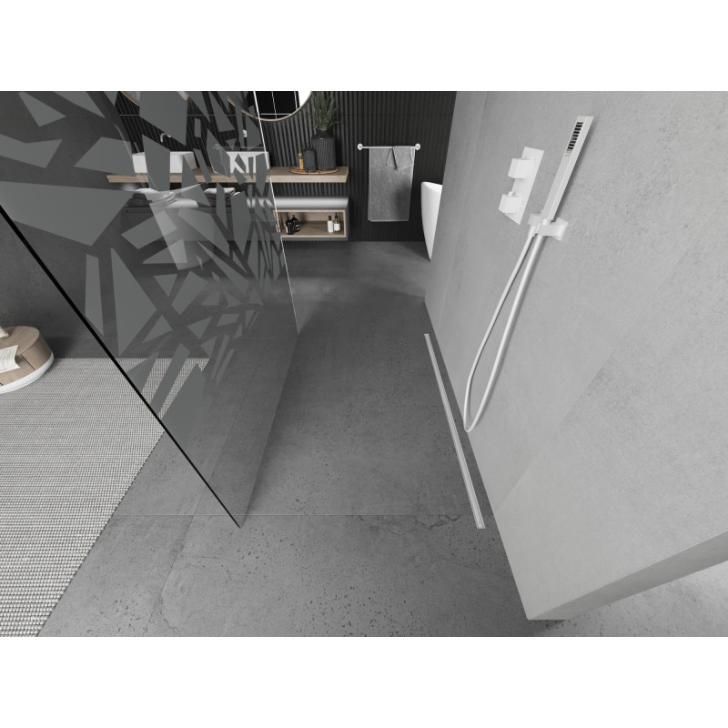 Mexen Kioto Freestanding shower wall 120 x 200 cm, white pattern 8 mm, white - 800-120-002-20-85