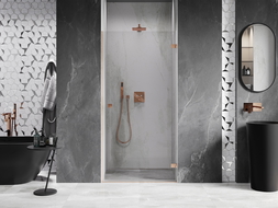 Mexen Lunar-B shower door, right hinged 95 cm, transparent, brushed copper - 832-095-000-65-00-P
