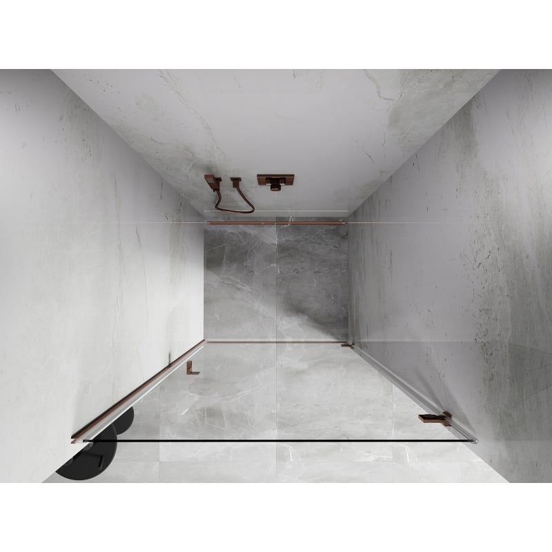 Mexen Lunar-B Right Hinged Shower Door 95 cm, Transparent, Brushed Copper - 832-095-000-65-00-P