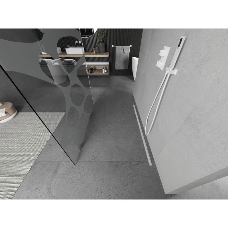 Mexen Kioto freestanding shower wall 100 x 200 cm, white wave 8 mm, white - 800-100-002-20-97