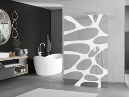 Mexen Kioto free-standing shower screen 110 x 200 cm, Transparent/White pattern 8 mm, White - 800-110-002-20-97