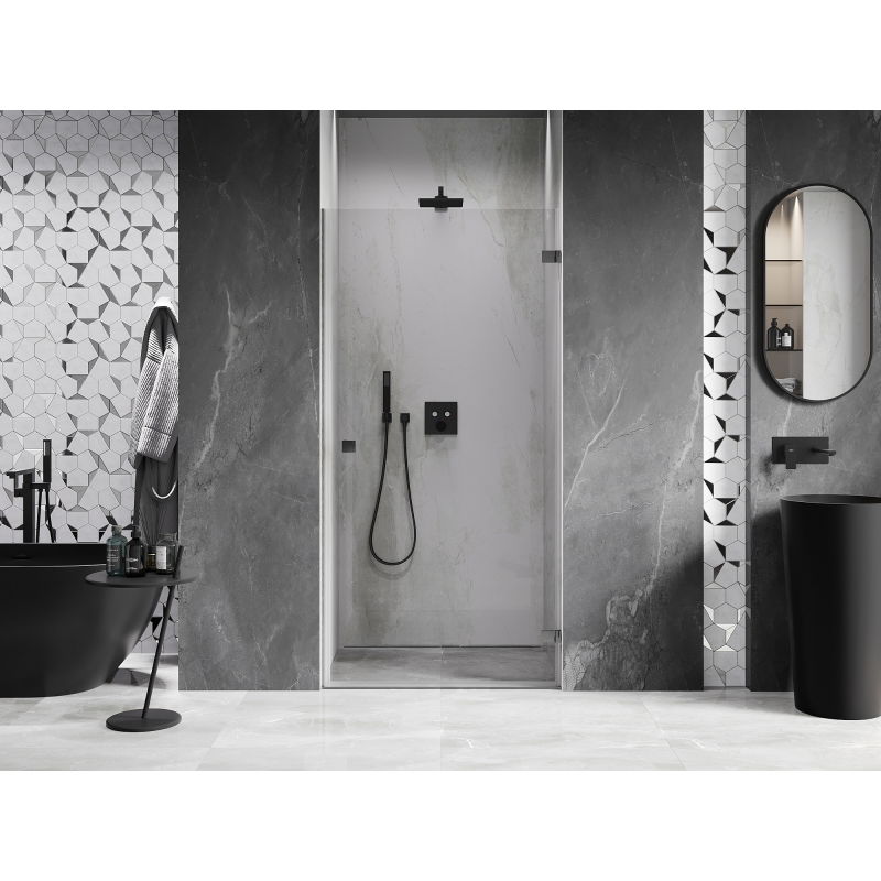 Mexen Lunar-B right-hand hinged shower door 95 cm, transparent, brushed gun gray - 832-095-000-66-00-P