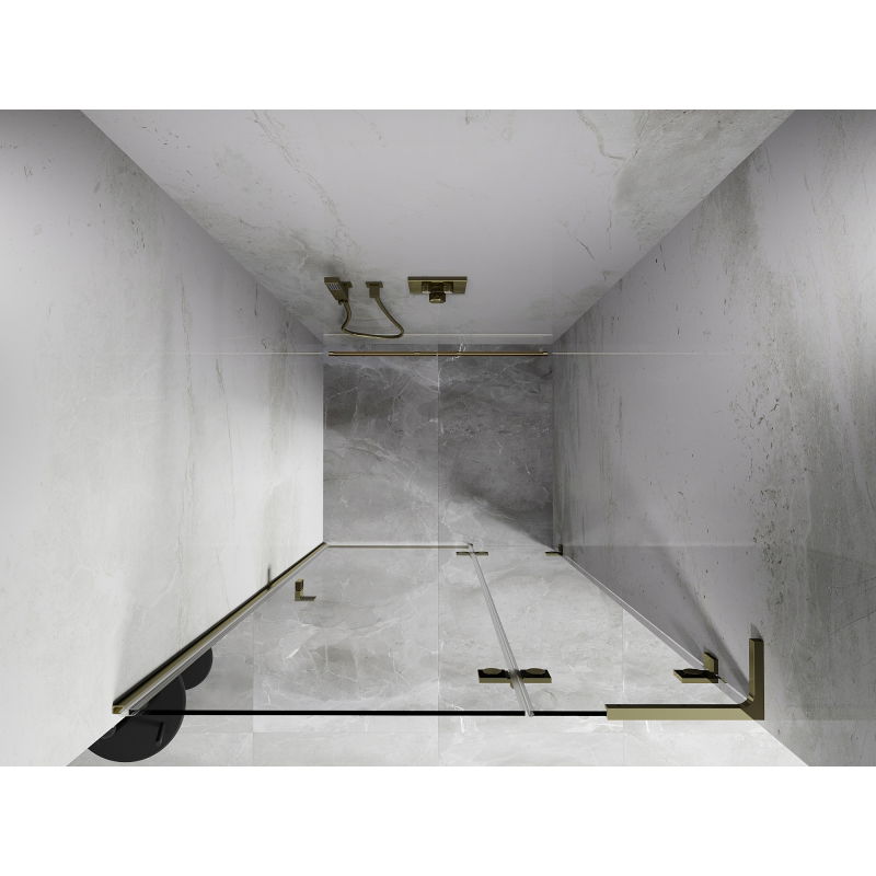 Mexen Lunar L right hinged shower door 70 cm, transparent, gold - 834L-070-000-50-00-P