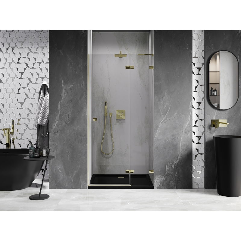 Mexen Lunar L right hinged shower door 95 cm, transparent, gold - 834L-095-000-50-00-P
