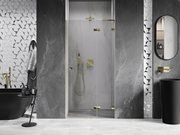 Mexen Lunar L right hinged shower door 95 cm, transparent, gold - 834L-095-000-50-00-P