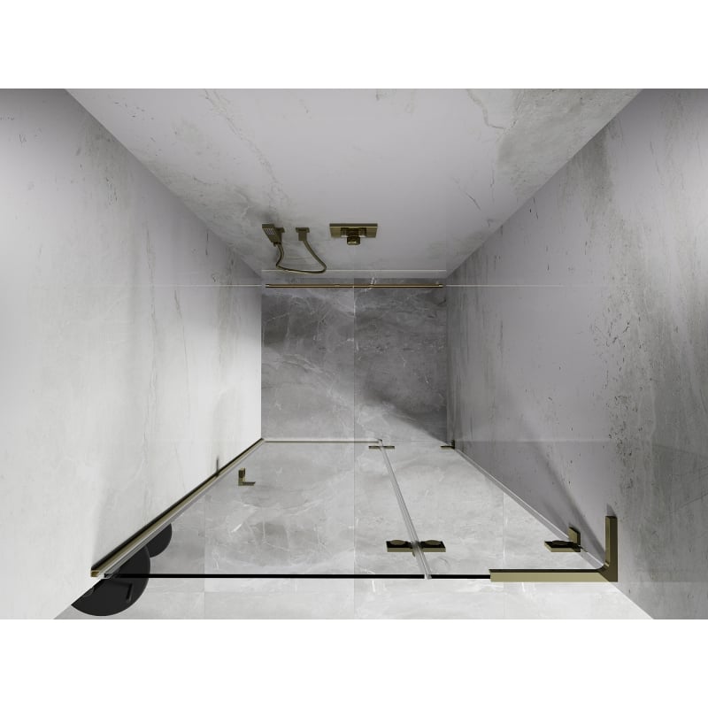 Mexen Lunar L right hinged shower door 110 cm, transparent, gold - 834L-110-000-50-00-P