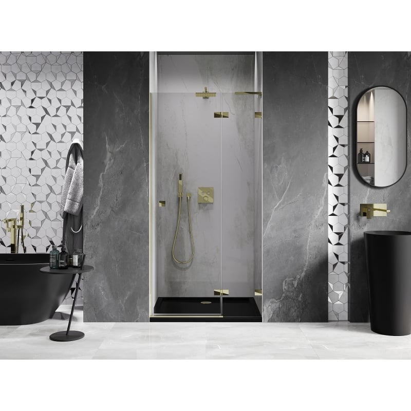 Mexen Lunar L right-hinged shower door 115 cm, transparent, gold - 834L-115-000-50-00-P