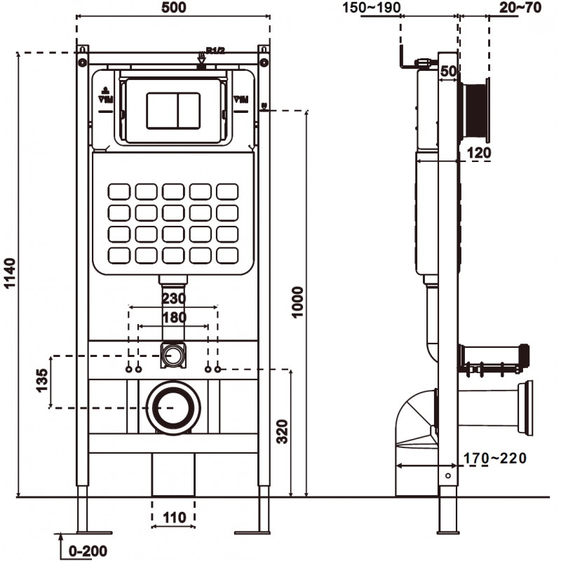 Mexen Tex Slim concealed WC frame - 61100