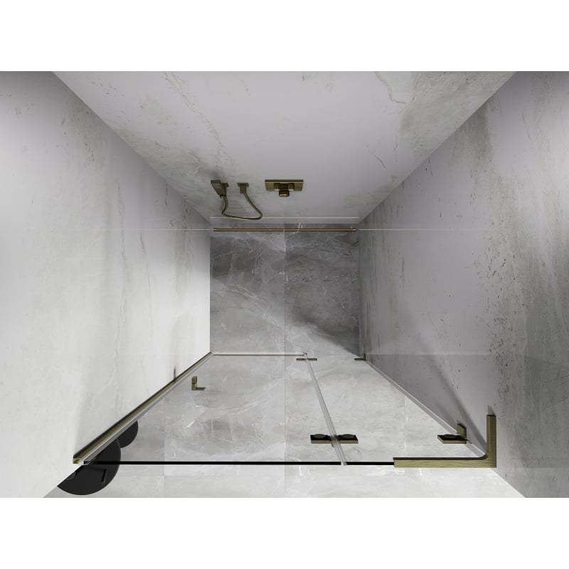 Mexen Lunar L right swing shower door 95 cm, transparent, brushed gold - 834L-095-000-55-00-P