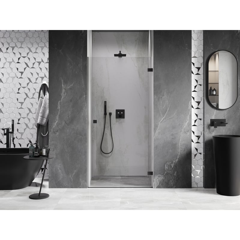 Mexen Lunar-B Right Hinged Shower Door 70 cm, Transparent, Black - 832-070-000-70-00-P