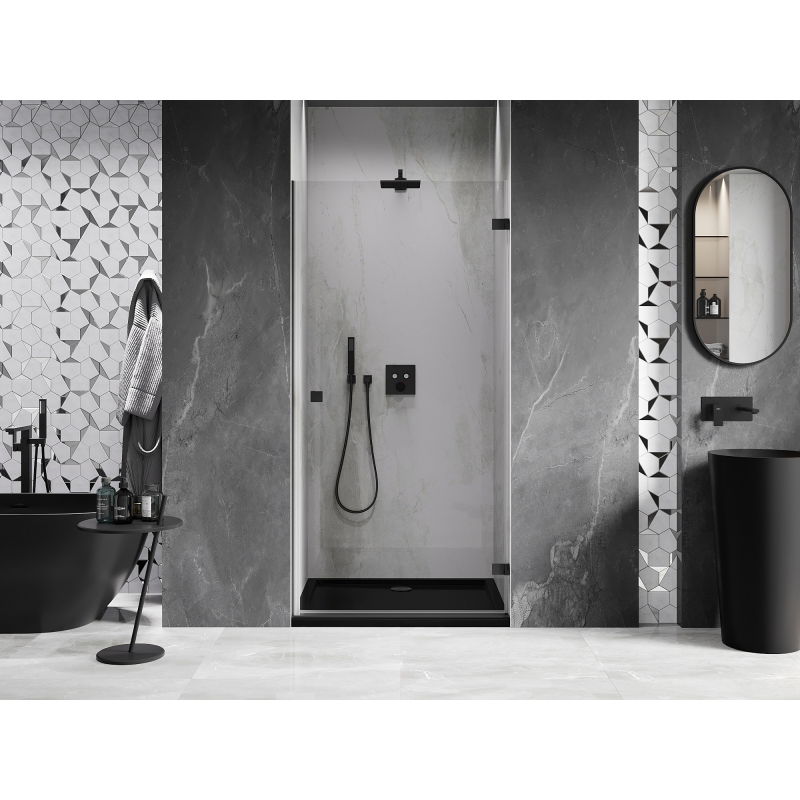 Mexen Lunar-B 95 cm Right-Hinged Shower Door, Transparent, Black - 832-095-000-70-00-P