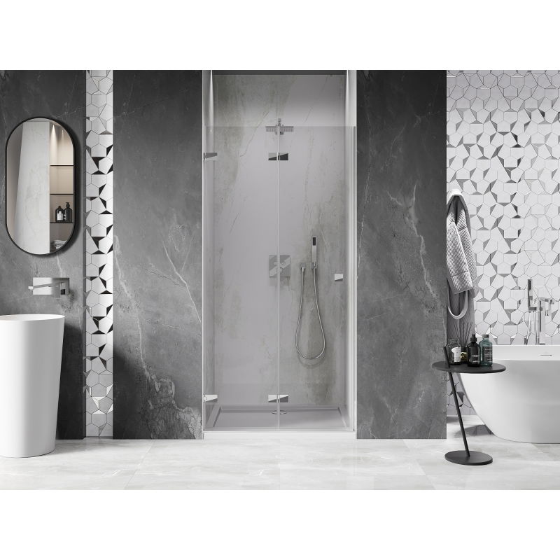 Mexen Lunar-F 100 cm Left Folding Shower Door, Transparent, Chrome - 836-100-000-01-00-L
