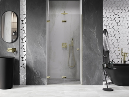 Mexen Lunar-F left folding shower door 85 cm, transparent, gold - 836-085-000-50-00-L