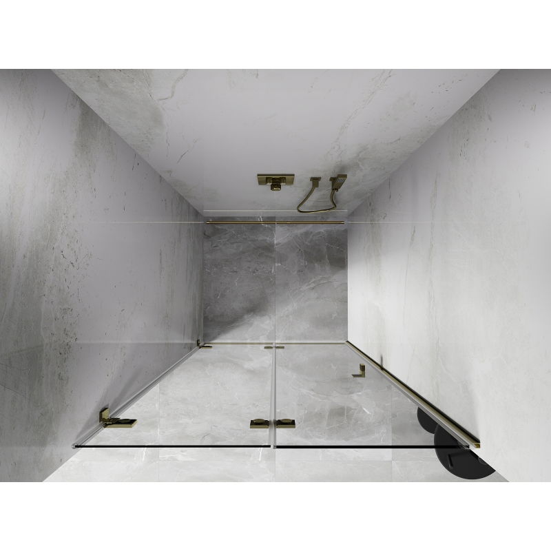 Mexen Lunar-F foldable left shower door 95 cm, transparent, gold - 836-095-000-50-00-L