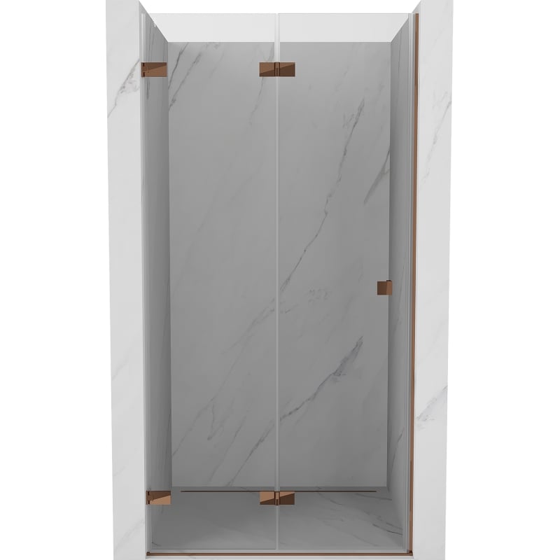 Mexen Lunar-F 60 cm Left Folding Shower Door, Transparent, Rose Gold - 836-060-000-60-00-L