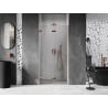 Mexen Lunar-F 60 cm Left Folding Shower Door, Transparent, Rose Gold - 836-060-000-60-00-L