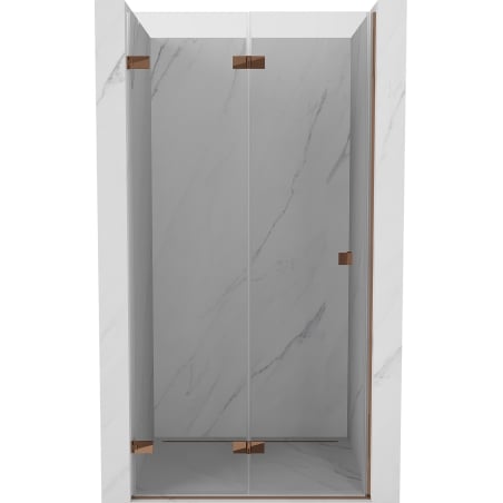 Mexen Lunar-F 70 cm Left Folding Shower Door, Transparent, Rose Gold - 836-070-000-60-00-L