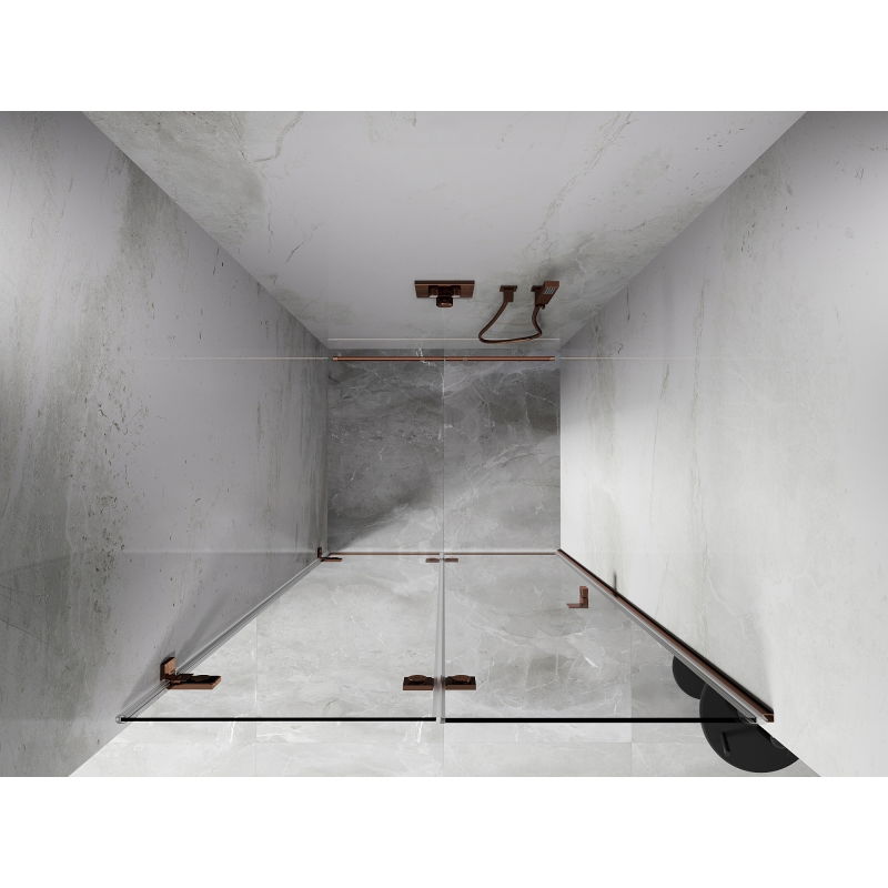 Mexen Lunar-F Folding Shower Door Left 75 cm, Transparent, Rose Gold - 836-075-000-60-00-L