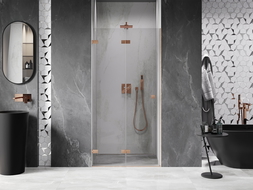 Mexen Lunar-F folding shower door left 60 cm, transparent, brushed copper - 836-060-000-65-00-L