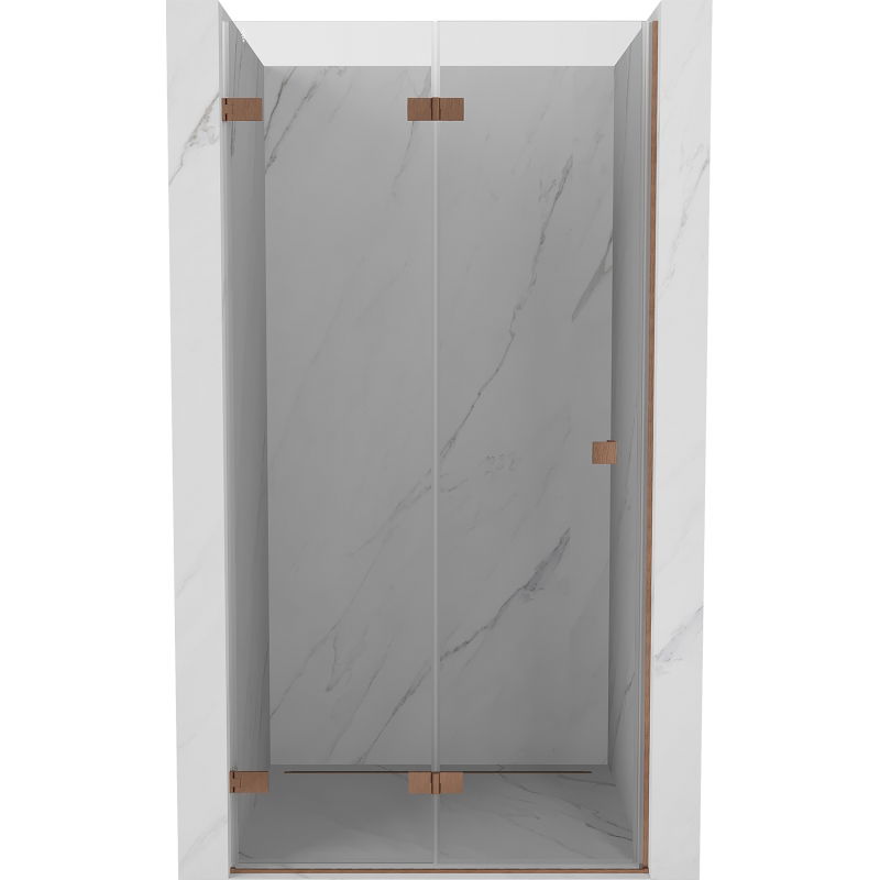 Mexen Lunar-F folding shower door left 100 cm, transparent, brushed copper - 836-100-000-65-00-L