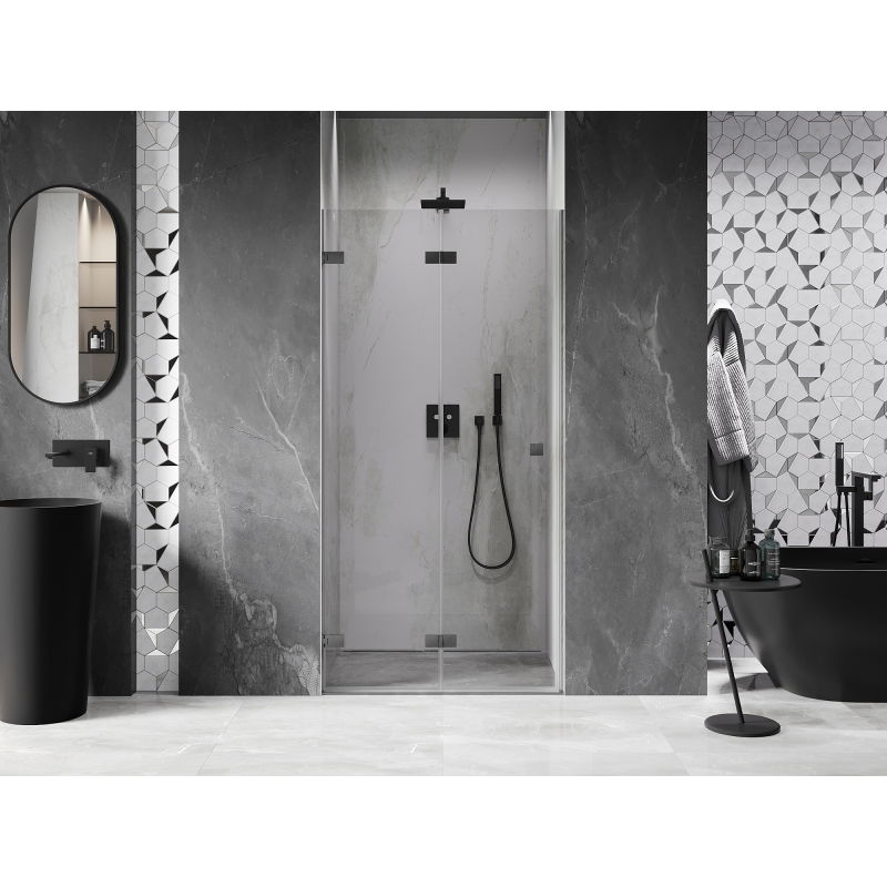 Mexen Lunar-F folding shower door left 65 cm, transparent, brushed gun gray - 836-065-000-66-00-L