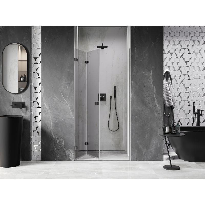Mexen Lunar-F foldable shower door left 75 cm, transparent, brushed gun grey - 836-075-000-66-00-L