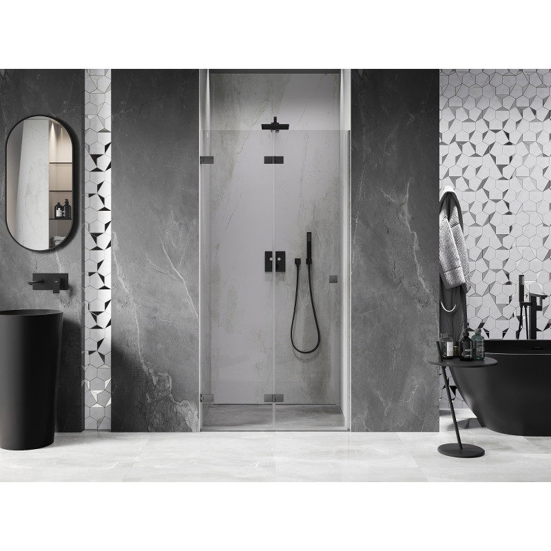 Mexen Lunar-F left hinged shower door 85 cm, transparent, gun gray brushed - 836-085-000-66-00-L