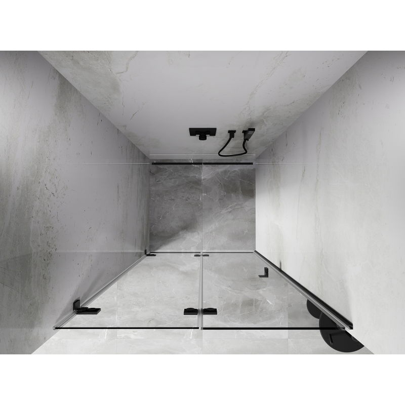 Mexen Lunar-F Left Folding Shower Door 85 cm, Transparent, Brushed Gun Gray - 836-085-000-66-00-L